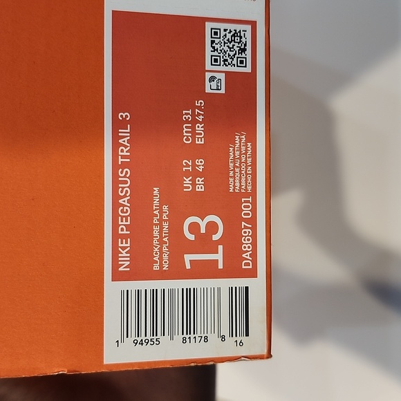 Nike Pegasus Trail 3 Black Pure Platinum DA8697-001 Men's Size 13 - Picture 8 of 8